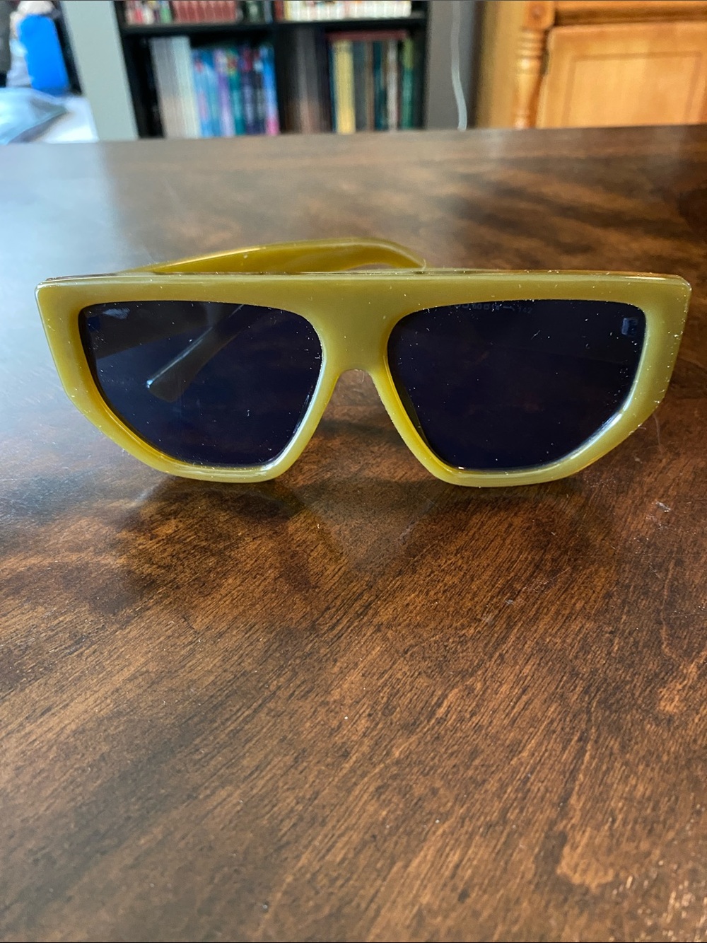 Olive Green Retro Rectangle Sunglasses